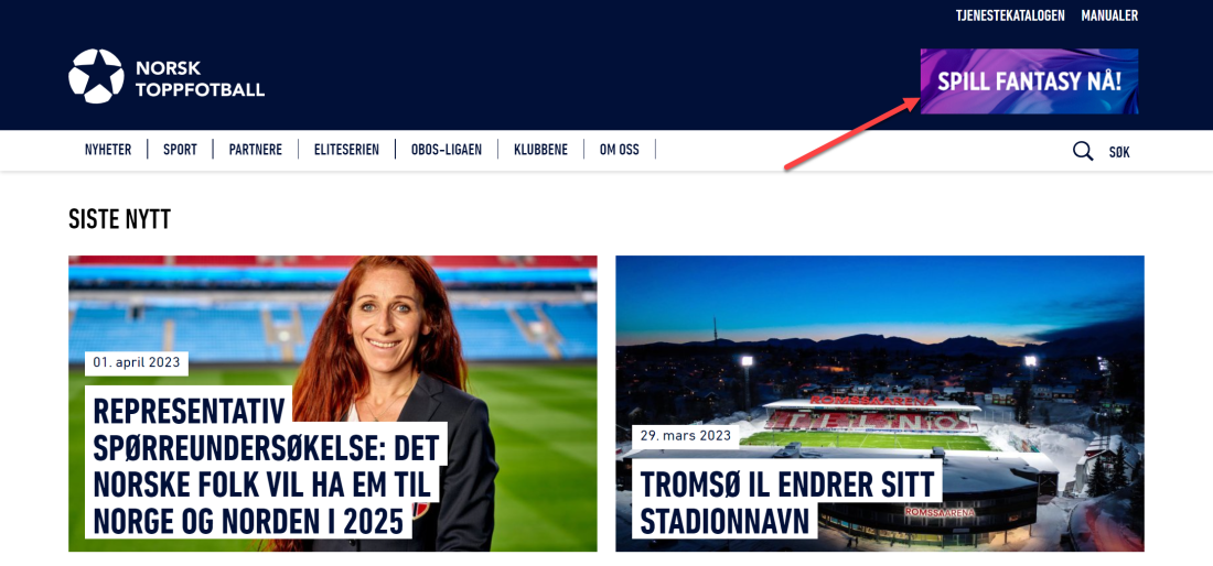 Her ser du hvordan en promoknapp vil dukke opp