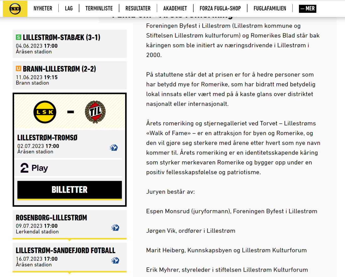 Slik vises billettmodulen i artikler - veldig bra for å promotere billetter